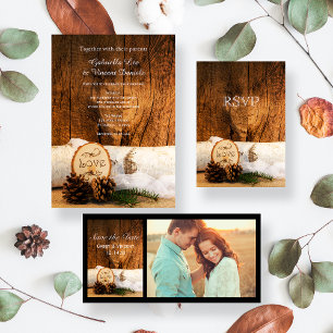 Placa RSVP de Casamento de Madeira em Rustic Birch