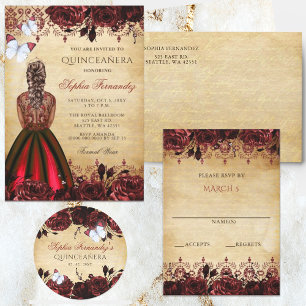 Adesivo Borboleta Floral Vermelha russa Vintage