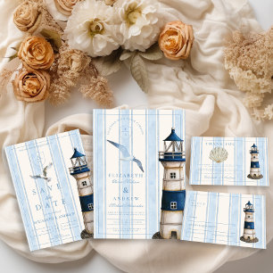Reserve A Data Casamento com Farol Náutico de Aquarela