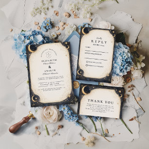 Cartão De Agradecimento Casamento no Jardim Celestial da Meia-Noite