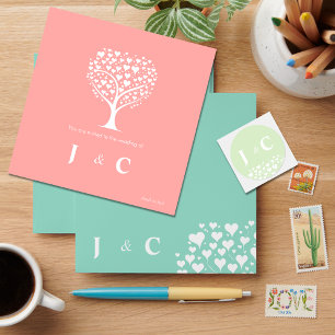 Convite O amor está no casamento minimalista da árvore