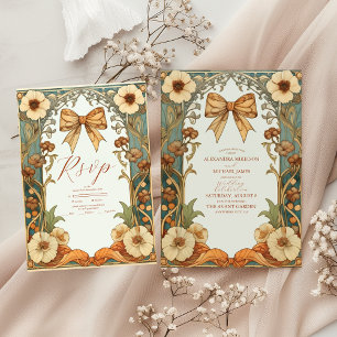 Convites Casamento com o Arco Coquette Vintage Floral Art N