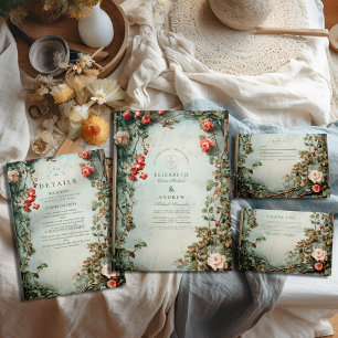 Reserve A Data Vintage Floral Art Nouveau Wedding