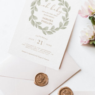 Convites Sexo Chá de fraldas Eucalyptus Leaf Neutro