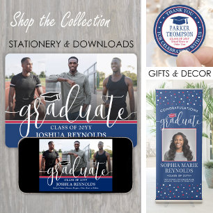 Anúncio Graduação de Fotos em Branco e Azul 4 com Script M