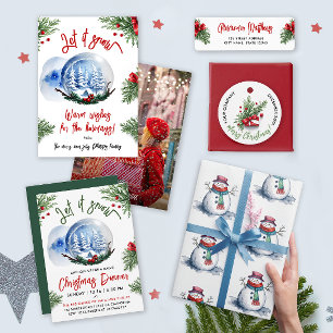 Papel De Presente Cor da Água de inverno - Branca, Vermelha Branca, 