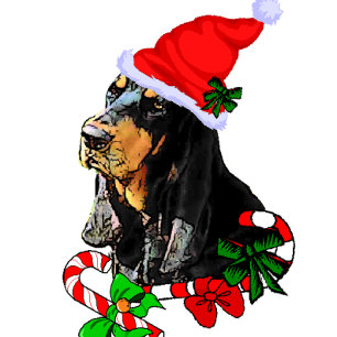 Cartão De Festividades Presentes de Natal de Black and Tan Coonhound