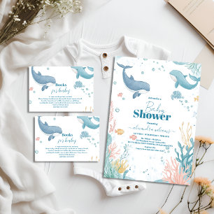 Convites Moderno sob o mar Chá de fraldas neutro por gênero