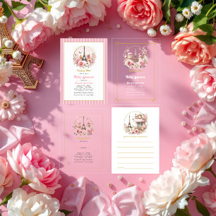 Cartão De Conselho Chá de fraldas Bonjour Bébé Parisiense Café