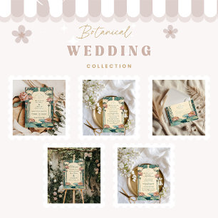 Cartão RSVP Art Nouveau Lotus Floral Wedding