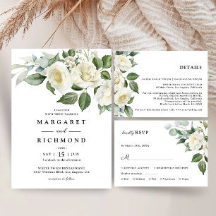 Adesivo Casamento Floral Elegante de Rosas Brancas