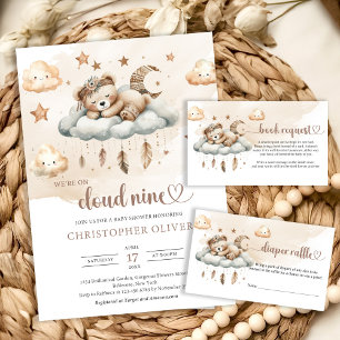 Convites Nuvem de bege castanho de cor aquática de Boho