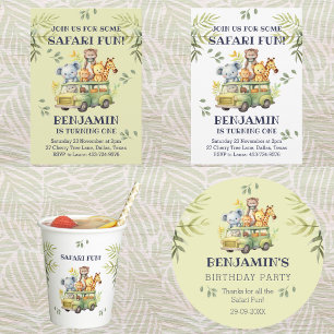 Adesivo Crianças Belas Selvas Safari Aniversário Obrigado