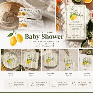 Convites Chuva de Bebê Lemon Italian Amalfi Neutro em Gêner