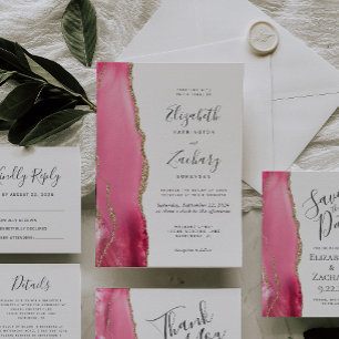 Cartão RSVP Casamento Dourado de Agata Rosa Moderno