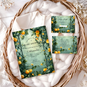 Convites Chuva de Bebê Soft Mint Citrus