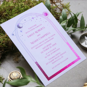 Convites Casamento de Lua Solar Rosa-Rosa Celestial Lavanda