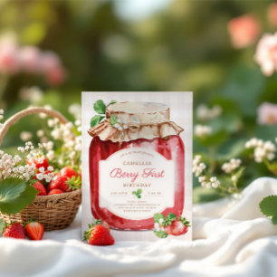 Adesivo Berry First Strawberry Jam primeiro aniversario Pa