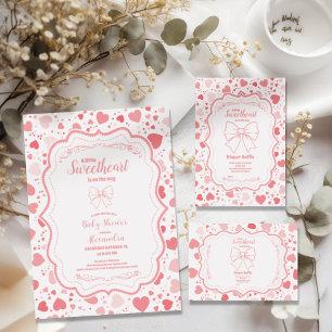 Convites Chá de fraldas de Dia de os namorados Swetheart