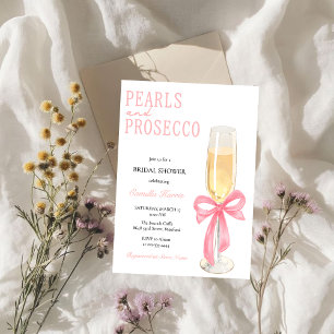 Cartão De Agradecimento Chá de Noiva Pérolas Rosa & Prosecco  