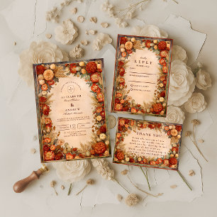 Cartão De Agradecimento Colheita de Outono Floral Casamento