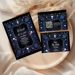 Cartão De Agradecimento Foto Floral de Casamento de Halloween Gótico