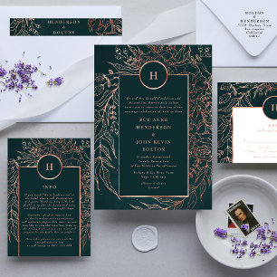 Convites Emerald Dusty Rosa Dourado Casamento Monograma Wre