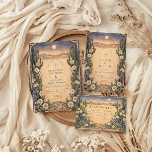 Cartão RSVP Casamento Floral Desértico Terroso