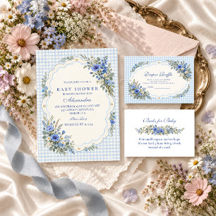Convites Chuva de Bebê Flor Silvestre Azul
