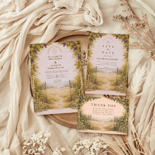 Convites Casamento no Jardim de Uvas Rústico no Campo