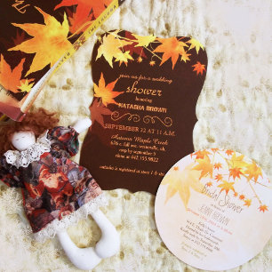 Convites Posh Autumn Maple Deixa Brown Wedding