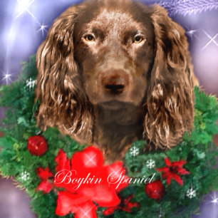 Cartão De Festividades Presentes do Natal do Spaniel de Boykin