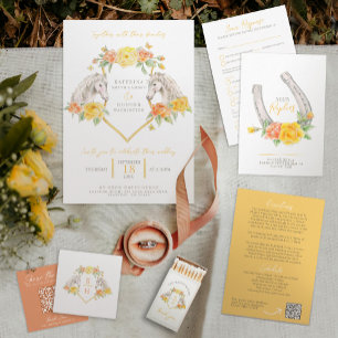 Cartão RSVP Rosa de ferradura cinza amarelo