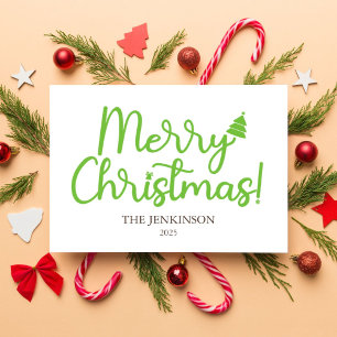 Adesivo Simples Verde Script Feliz Natal em Branco