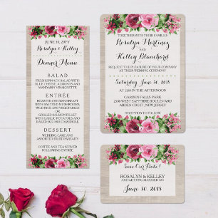 Shabby Vintage Rosas Rustic WedJantar Menu
