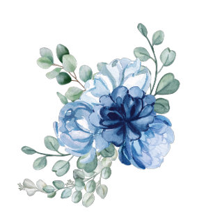 Convites Casamento Floral em Azul Poeirento Elegante com Eu