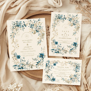 Cartão De Agradecimento Bohemian Vintage Floral Fern Wedding