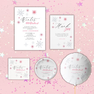Cartão De Agradecimento Festa de Aniversário de 1 Ano com Flocos de Neve B