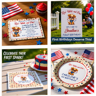 Guardanapo De Papel Star Spangled Puppy 1º Aniversário