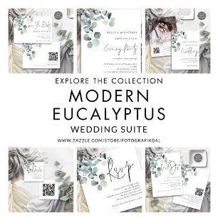 Cartão De Informações Detalhes de Casamento do Código QR Eucalyptus Sage