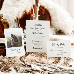 Convites Casamento Simples, Negro e Branco, doce e capricho