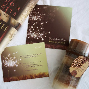 Convites Casamento do Jardim do Outono de Dandelion de Crep