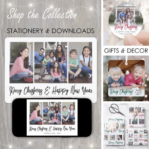 Cartão De Festividades Qualquer Texto 4 Foto Simples Escovada Tipografia 