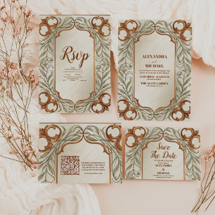 Cartão De Agradecimento Foto Arte Nouveau Casamento Botânico Elegante