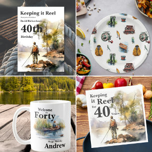 Porta-lata Bem-vindos à pesca de Aniversário com Cores Aquáti