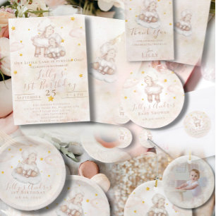 Ornamento De Cerâmica Pequeno Carneiro Sonhador Bebê Primeiro Natal