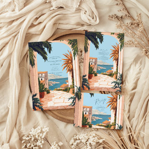 Cartão De Informações Costa Amalfi   Casamento de Azulejos mediterrânico