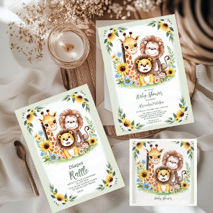 Convites Chá de fraldas Tropical Selle Safari Animal