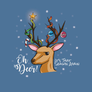 Cartão De Festividades OH DEER   Arma de Natal Engraçado