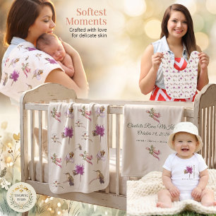 Body Para Bebê Amante da Natureza Beija-Flor Vintage Personalizad